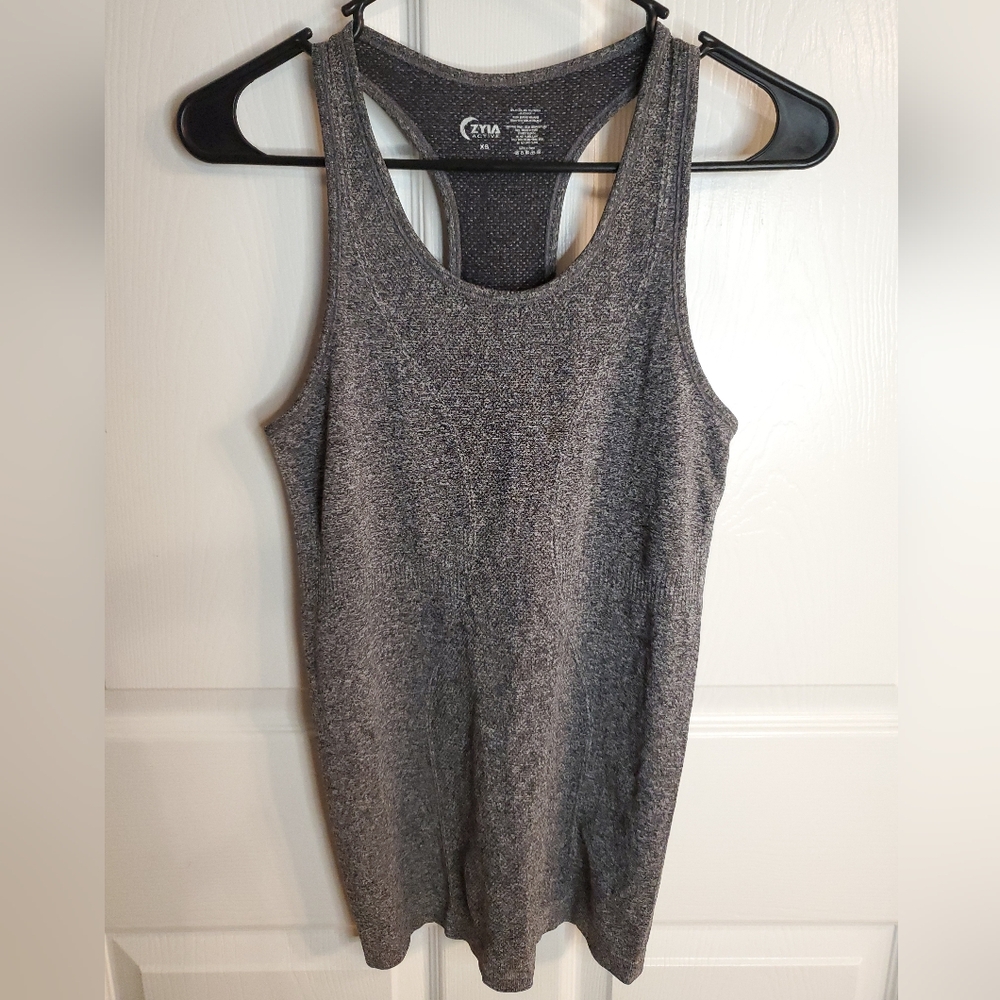 ZYIA Charcoal Heather Grey/Black Tank Top. Size XS. #SW
